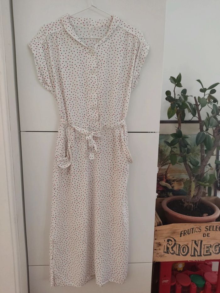 Robe vintage imprimée petit coeur rouge et bleu, taille 36/38 - photo numéro 5