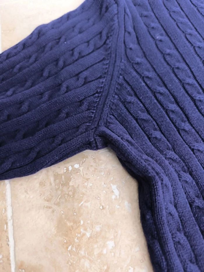 Pull torsadé femme Lauren Ralph Lauren bleu marine avec logo rouge brodé taille XL - photo numéro 10