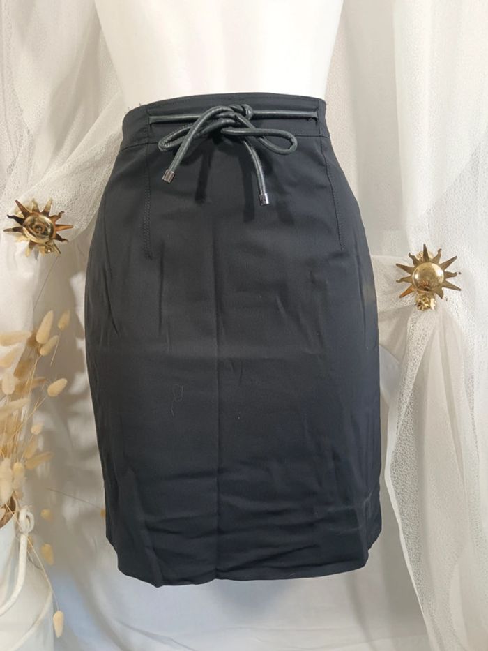 Jupe crayon noire lanières cuir | Burberry