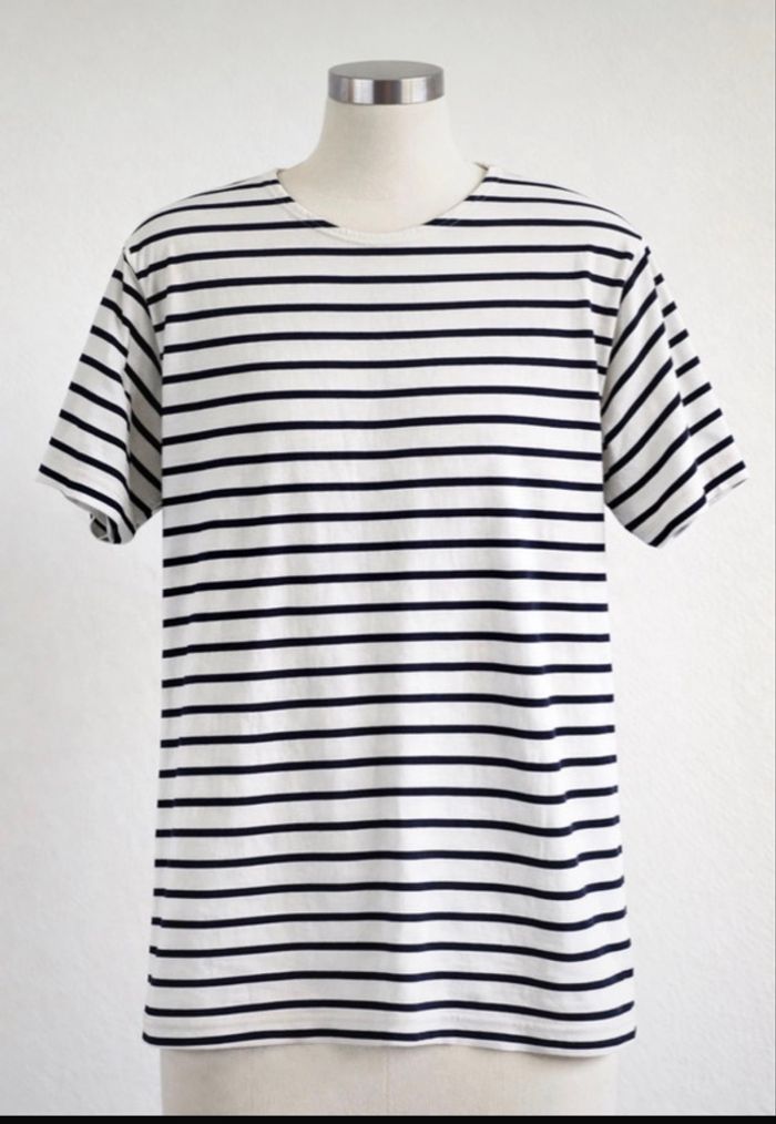 T-shirt marinière Armor-Lux blanc rayé bleu brodé - photo numéro 1