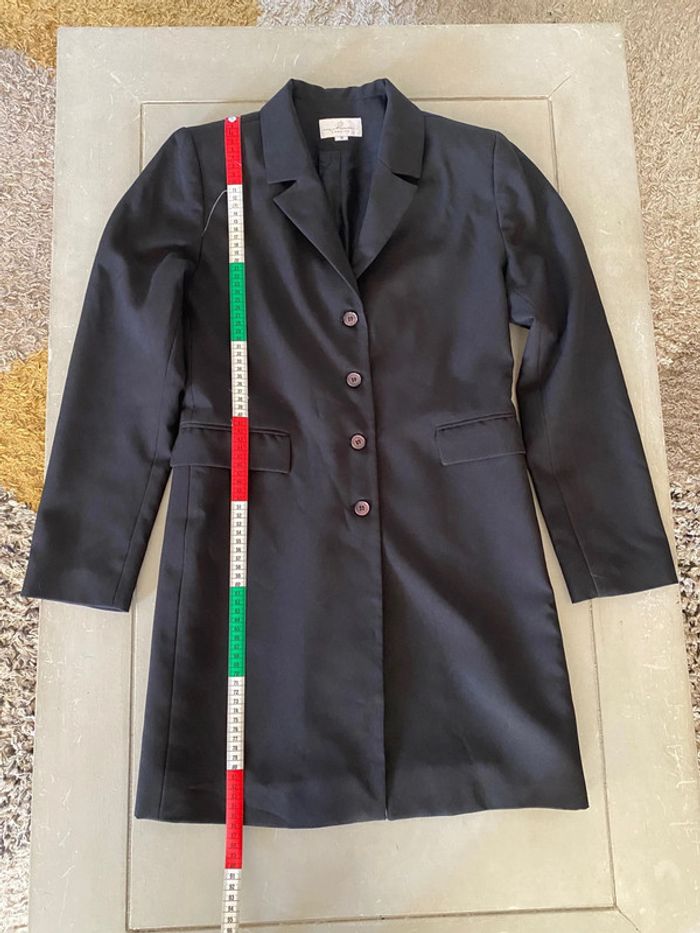 Veste blazer long 3/4 noir camaïeu taille 38 - photo numéro 9