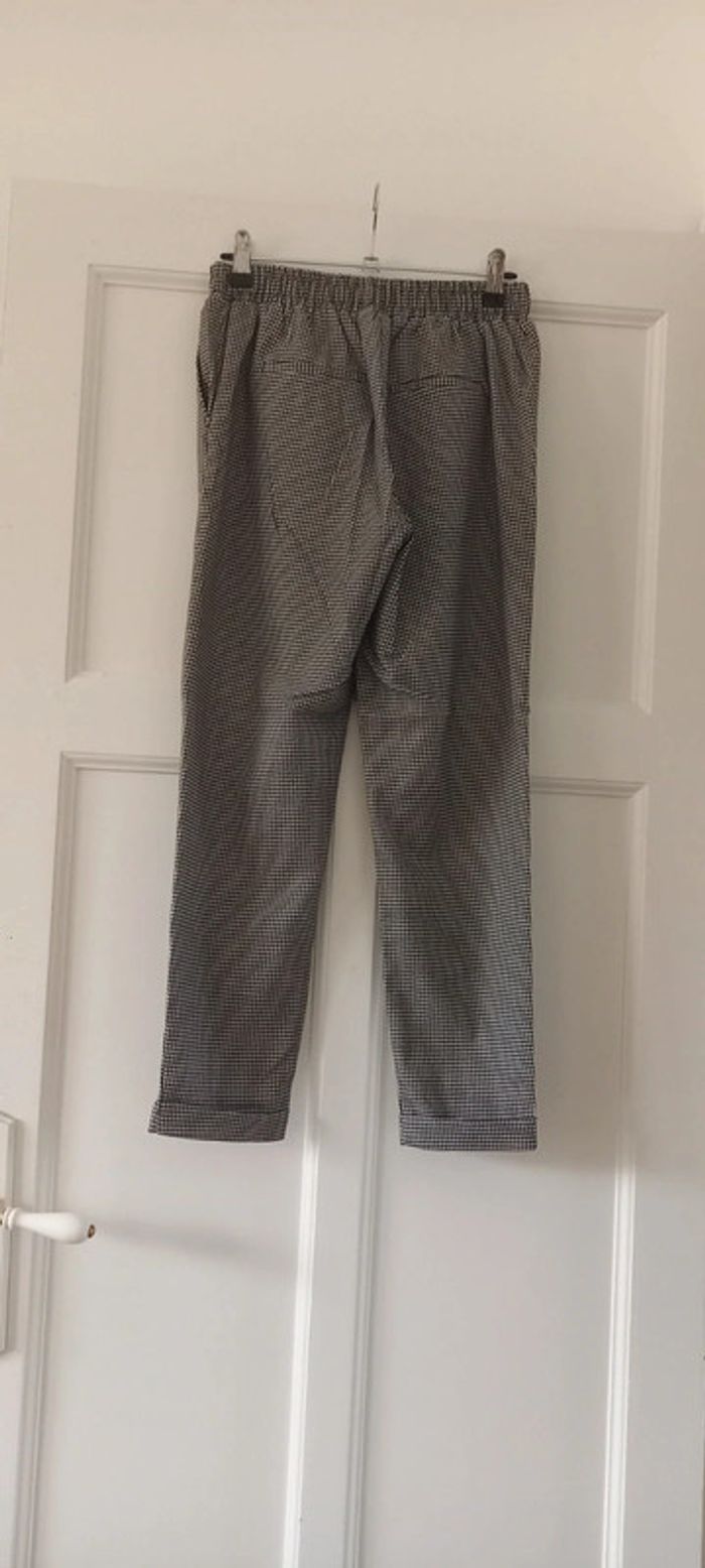 Pantalon droit motif pied de poule noir et blanc bershka 38 - photo numéro 2