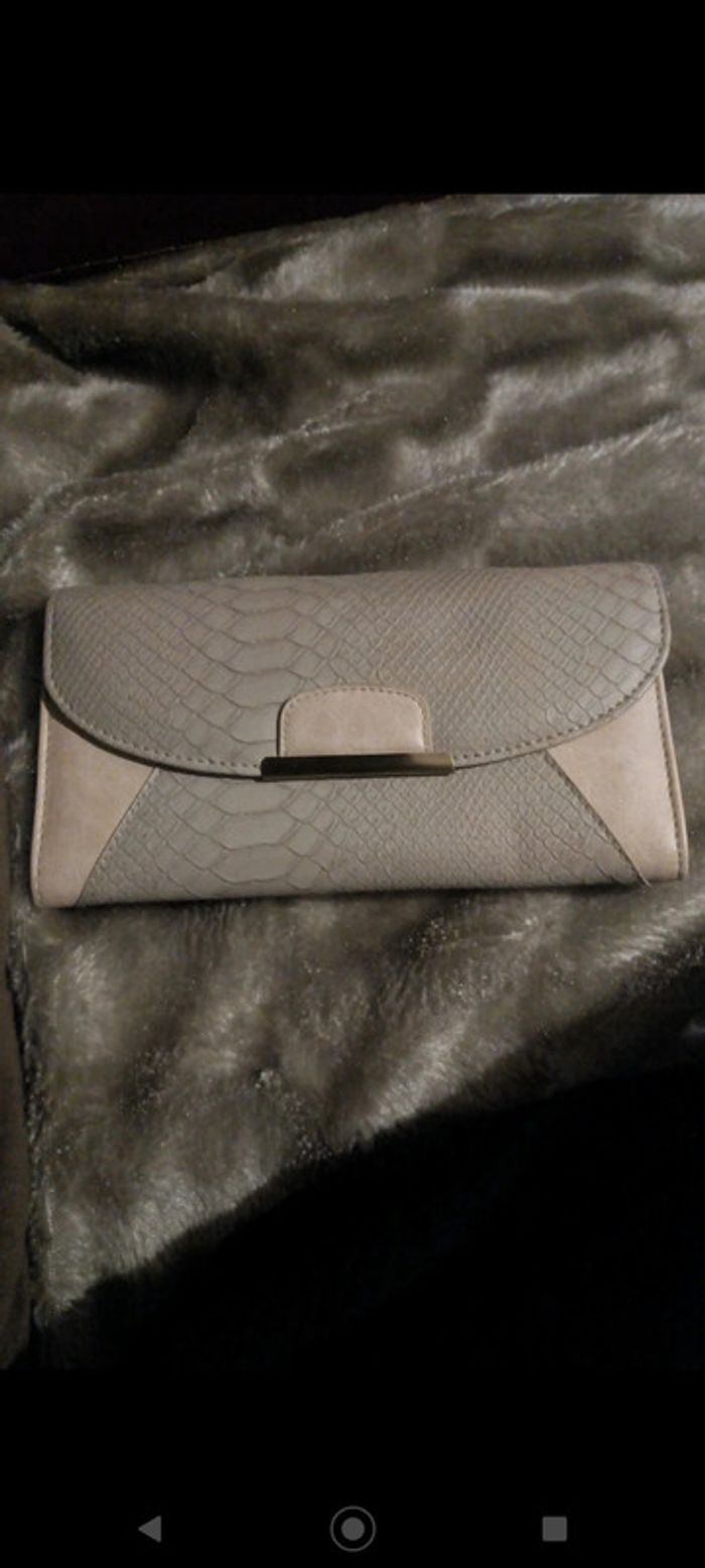 Portefeuille reptile beige Promod