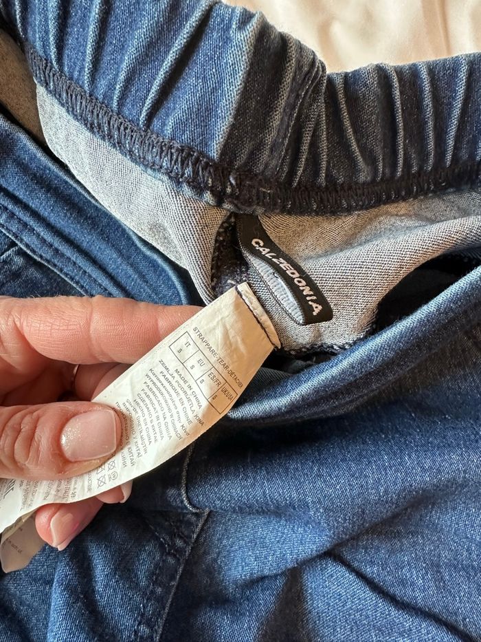 Jean / legging Calzedonia taille S bleu avec perles cousues - photo numéro 2