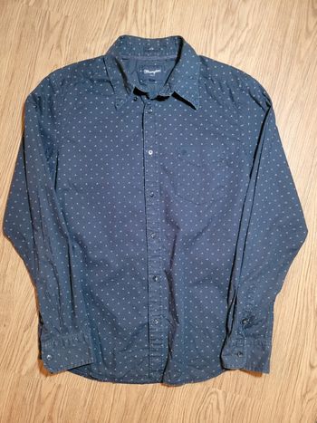 Chemise Manches Longues à Motif Bleu Marine Wrangler