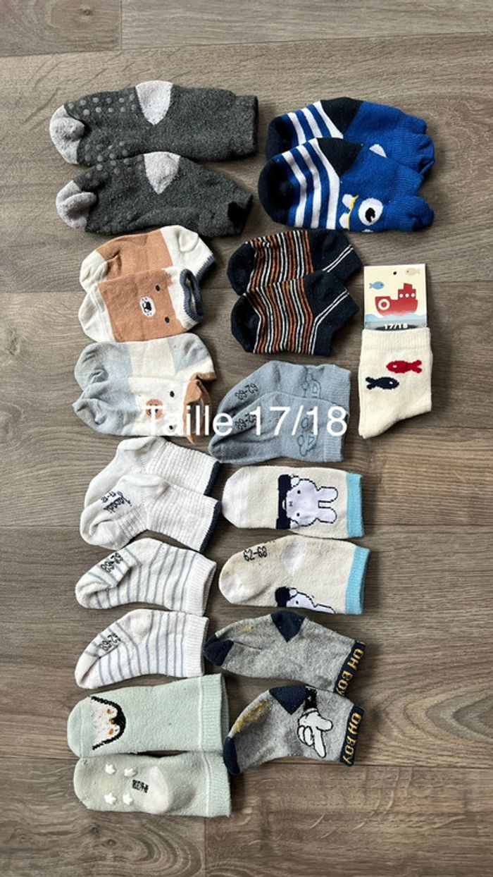 Lot de 12 paires de chaussettes pointure 17/18