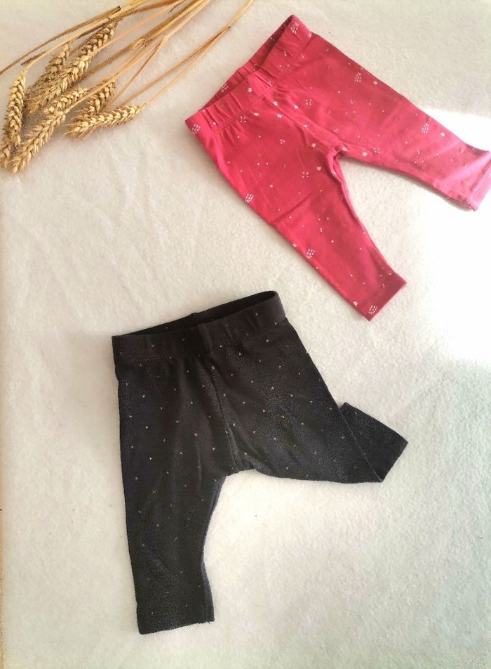Lot de 2 leggings légers dille marque Kiabi taille 3mois/62cm
