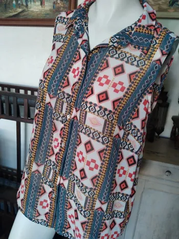 Top tunique chemise chemisier printemps été bohème aztèque