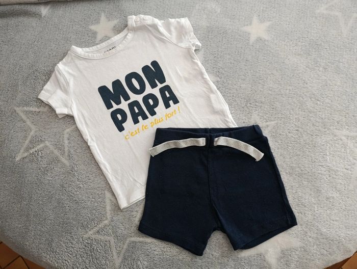 Ensemble été short Petit Bateau et t-shirt manches courtes Kiabi 6 mois