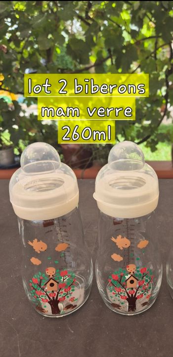 Lot 2 biberons mam verre 260ml