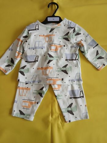 ensemble pyjamas sans pieds vehicules garcon en coton 12 mois 