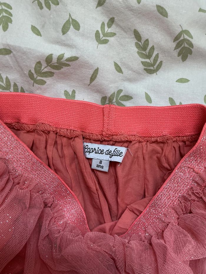 jupe en tulle corail à paillettes avec jupon 8 ans caprice de fille - photo numéro 4