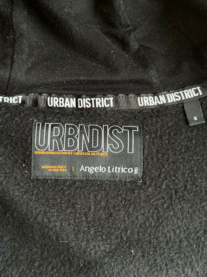 Sweat zippé à capuche noir bandes orange Urban District – S (49 x 65 cm) - photo numéro 6