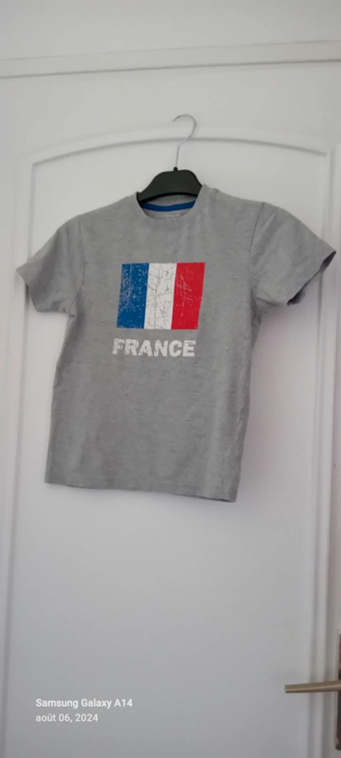 Tee shirt supporter France drapeau craquelé garçon 8 ans vert baudet - photo numéro 6
