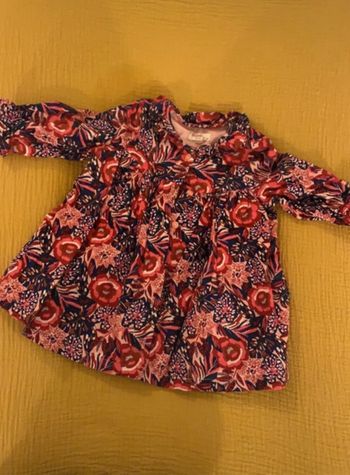 Robe fleuries rouge et bleue - 3 mois