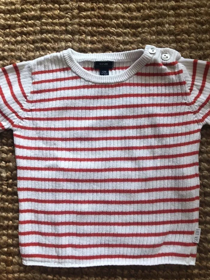 Pull en maille rayé rouge - photo numéro 2