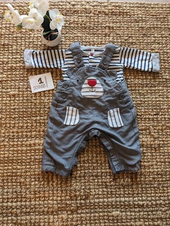 Ensemble salopette et sous pull 1 mois