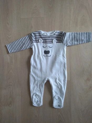 Pyjama velours blanc animal Z Grain de blé 12 mois