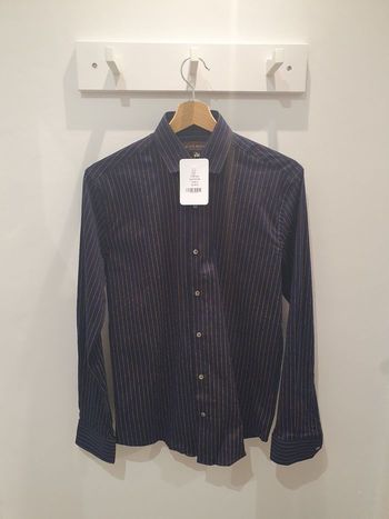 Chemise Varsovie rayée marine/camel Taille L (taille petit)