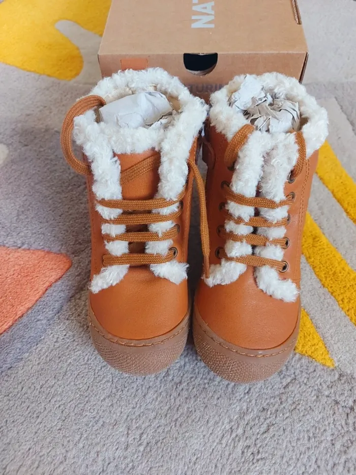 Bottines Naturino Bebay ZIP cognac écru 26 - photo numéro 3