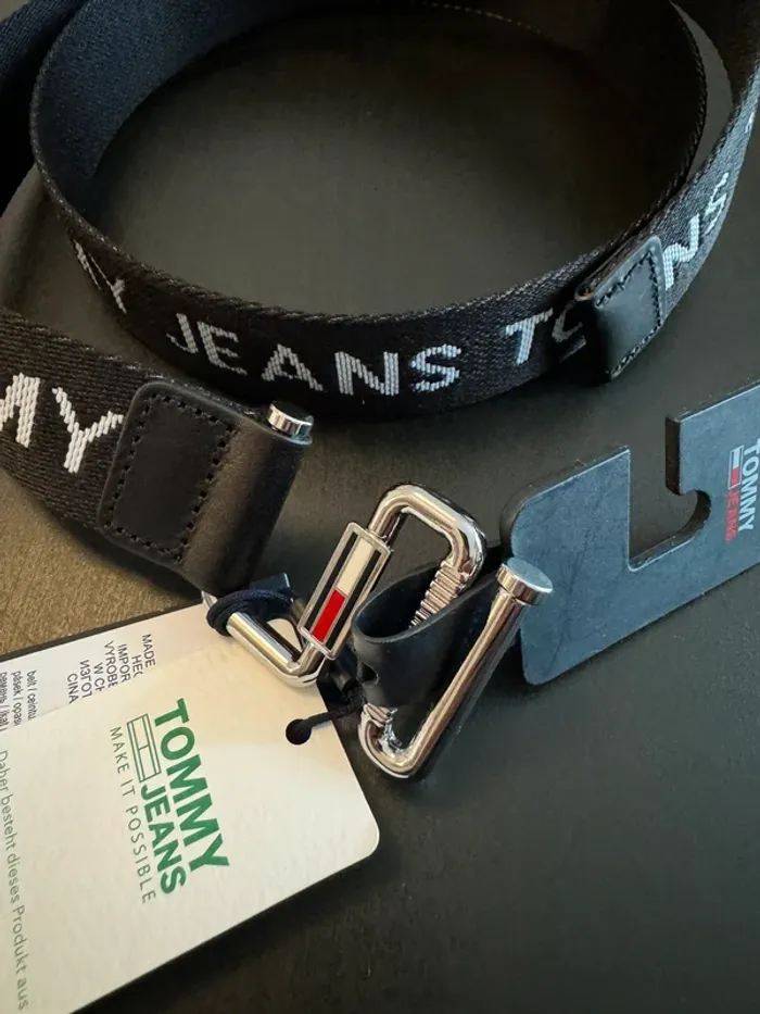 Ceinture tissu femme Tommy Jeans noire taille 95 - photo numéro 3