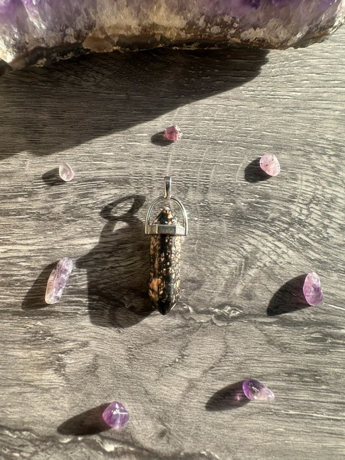 Pendentif pendule en Rhodonite véritable - Pierre naturelle