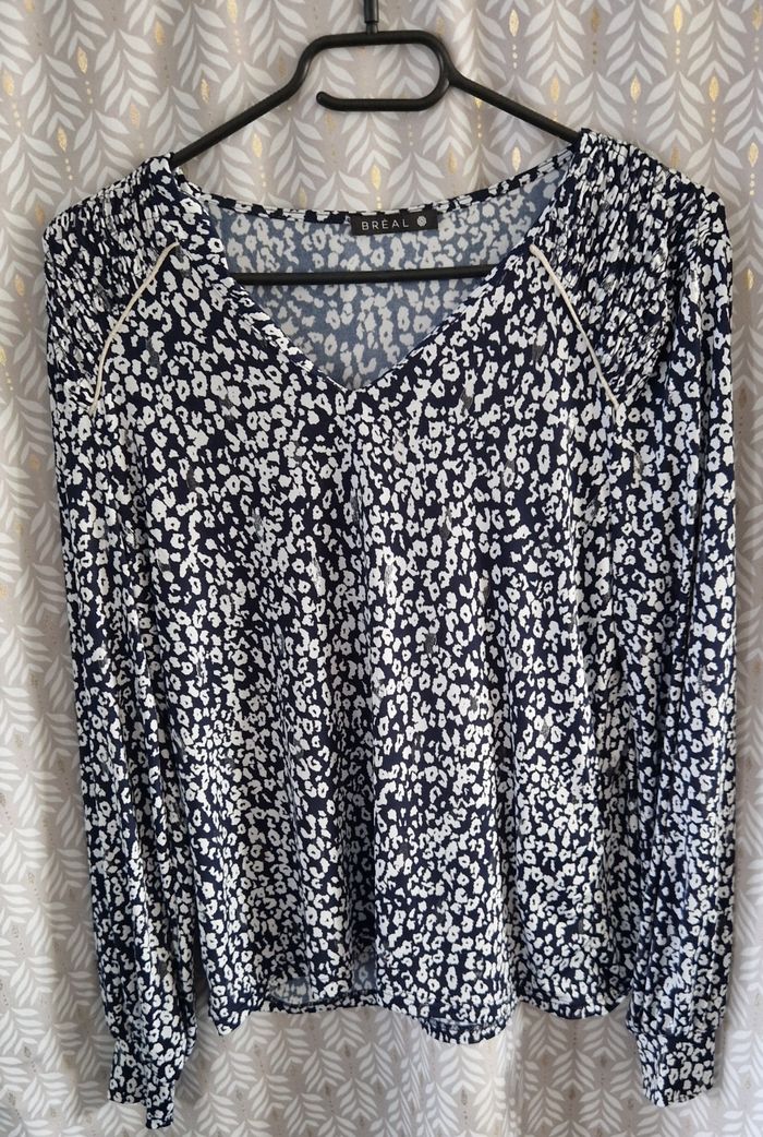 Blouse Bréal en très bon état - T 1 - Bleue et blanche