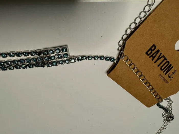 Collier Bayton Accessory métal et pierres bleues neuf Longueur 64 cm - photo numéro 2