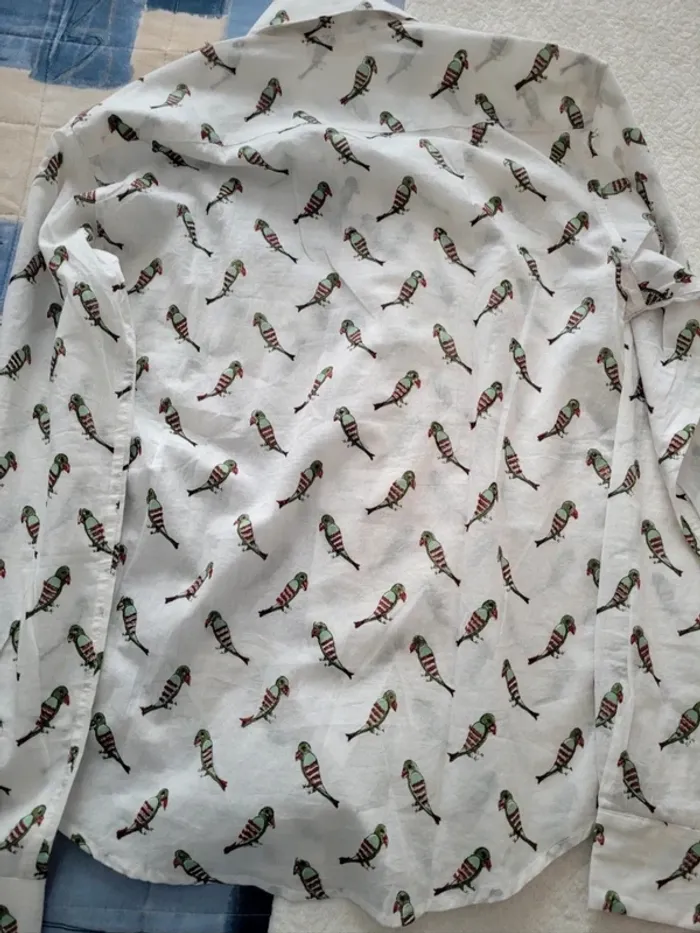 Chemisier Blanc Femme taille M Oiseaux Aunty B Camisa Blanca muher talla M - photo numéro 5