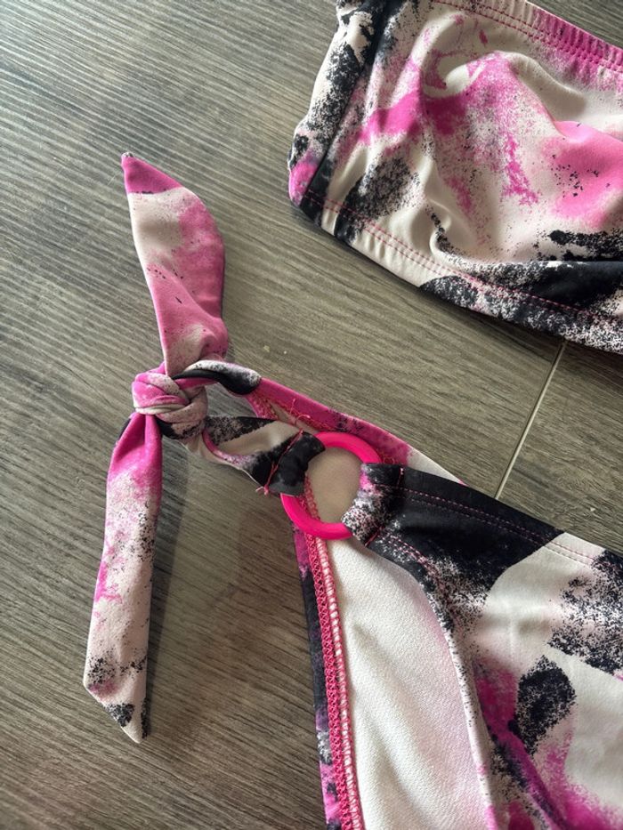 Maillot de bain 2 pièces rose et noir - photo numéro 2