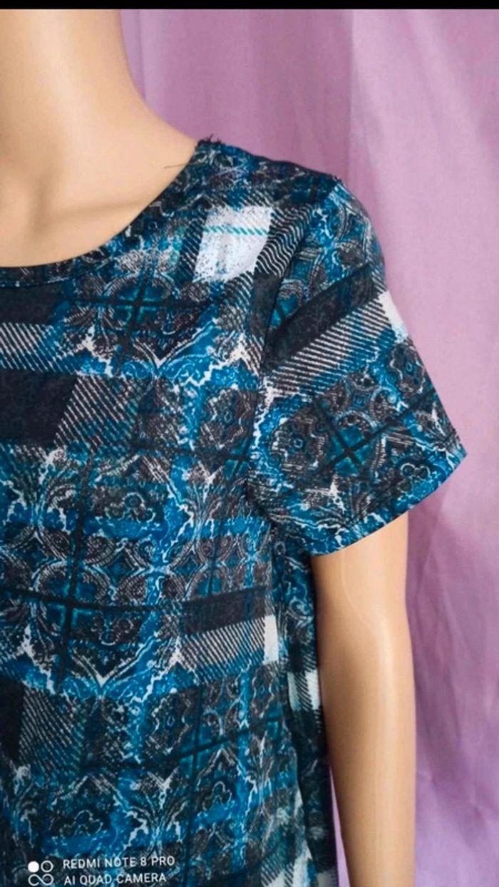 Robe à carreaux  bleu  avec  poches taille  s - photo numéro 5