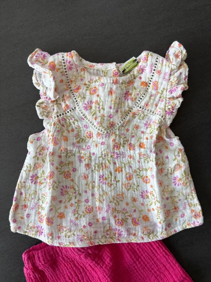 Ensemble bébé fille en gaze de coton - photo numéro 2