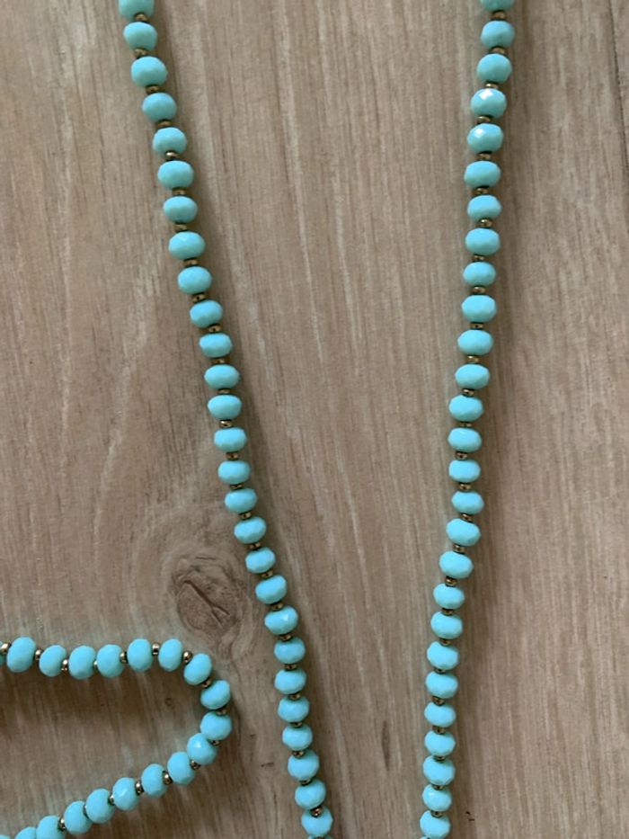 Ensemble sautoir bracelet turquoise - photo numéro 5