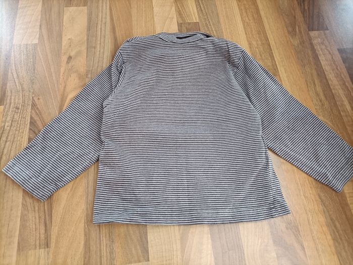 Tee-shirt manches longues col roulé rayé marron noir 2 ans - photo numéro 5