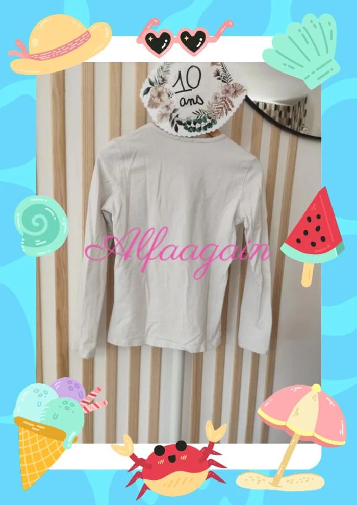 T-shirt manches longues kenzo blanc 10ans - photo numéro 5