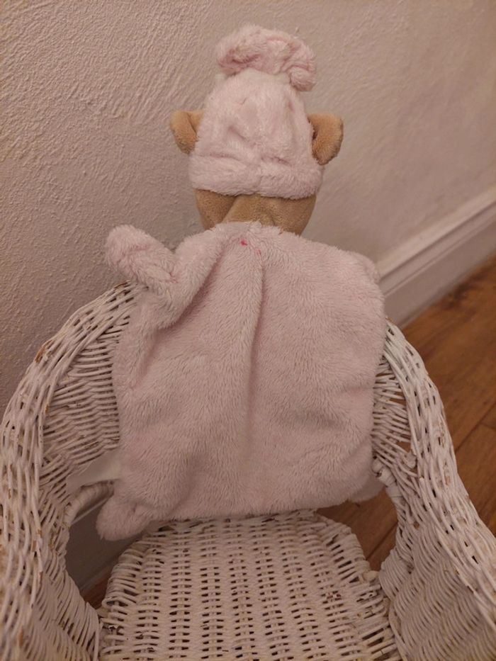 Doudou mouchoir ourson rose nicotoy - photo numéro 5