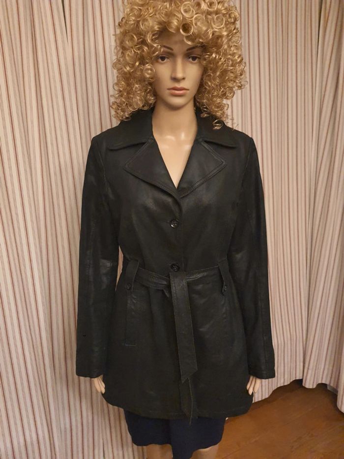Veste longue cuir noir Authentic taille 40 - photo numéro 6