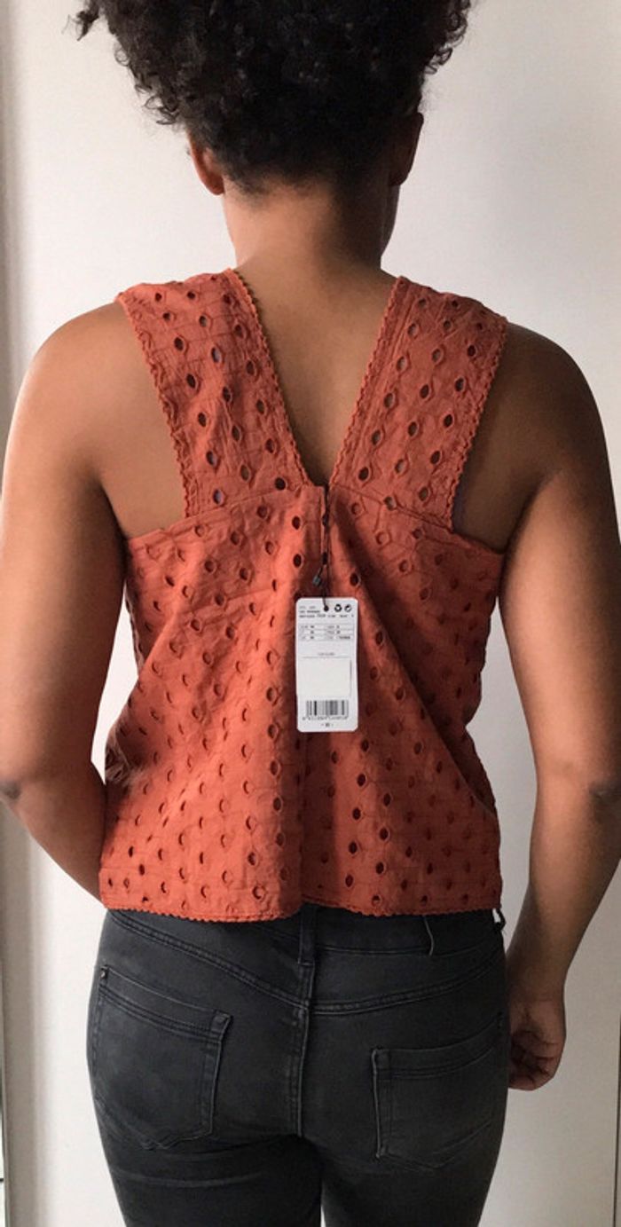 Top en coton ajouré à larges bretelles - photo numéro 3