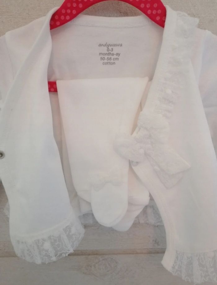 Ensemble dentelle en Coton 0-3mois - photo numéro 2