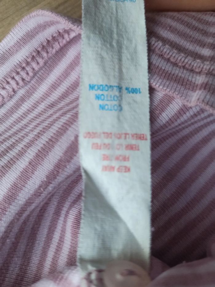 T-shirt marinière rose et blanc petits boutons sur l'épaule broderies sergent major 5 ans - photo numéro 4