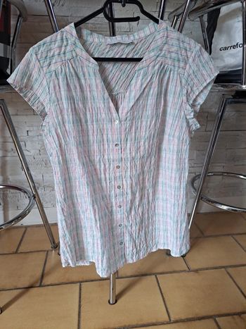 Blouse chemise à carreaux couleur pastel rose bleu/vert taille 3 L