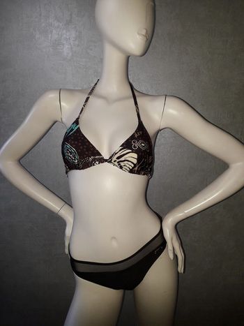 maillot de bain 2 pièces noir et coloré taille 38/40