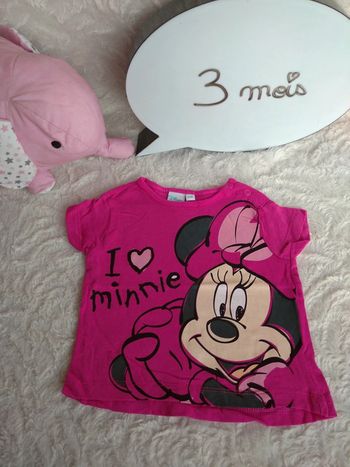 Tee shirt chemise manches courtes Fille 3 mois I love Minnie Cœur Disney Baby