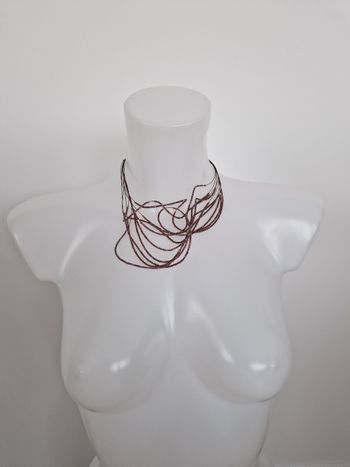 Collier multi rang à perles violet rosé