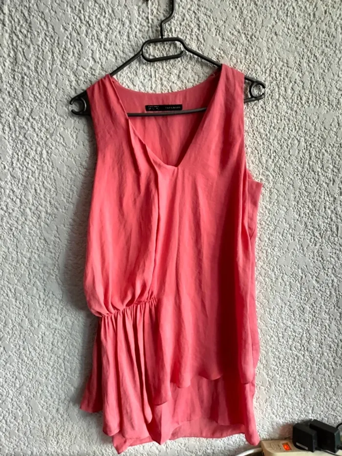 Robe rose élastique à la taille txs Zara - photo numéro 2