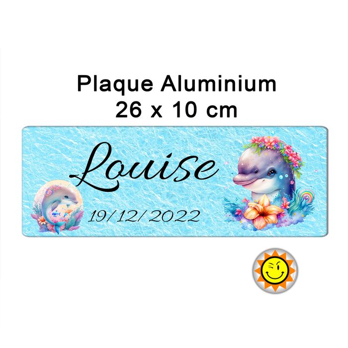 Plaque prénom aluminium personnalisée 26 x10 cm