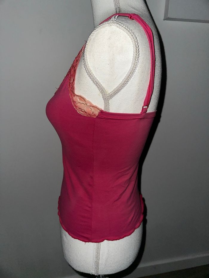 Débardeur rose orange dentelle Y2K Vintage T38 M - photo numéro 4