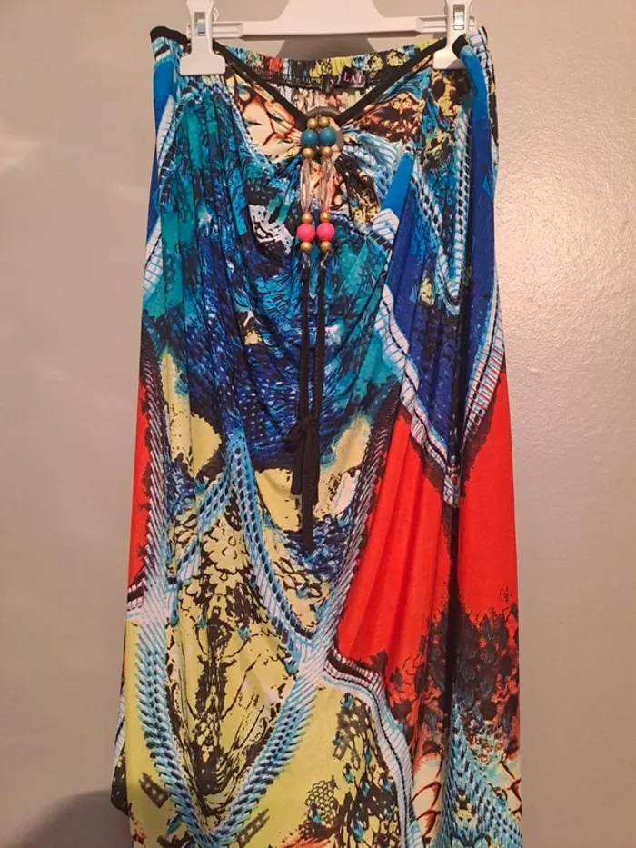 Robe bustier multicolore ton bleu - Marque Xinlai - Taille 40 - État neuf. - photo numéro 2