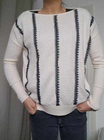 Pull crème et noir avec dentelle kookai