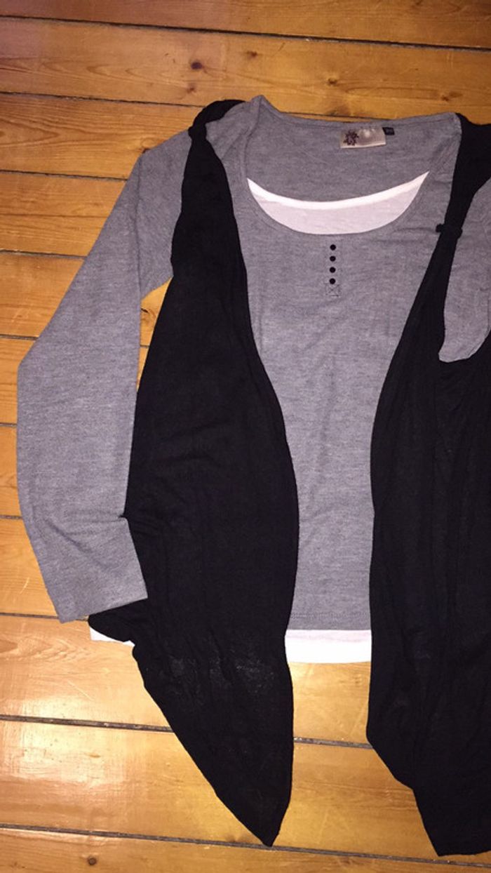 Pull gilet superposé t 38 - photo numéro 3